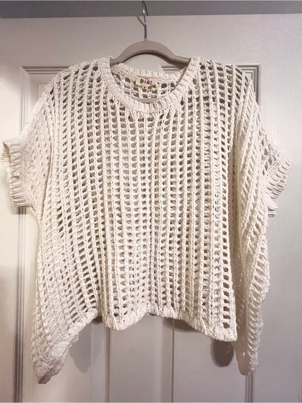 BiBi White Open Knit Crochet Top
